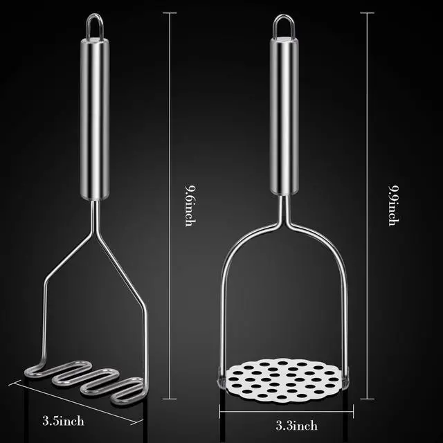 Alt view image 5 of 6 - Potato Masher, Stainless Steel Masher for Potatoes, Beans, Berries, Fruits | Crush Potatoes in Second, Mash Potatoes Smoothly, Easy to Clean, Sturdy and Durable, 2 Pack Set with A Brush