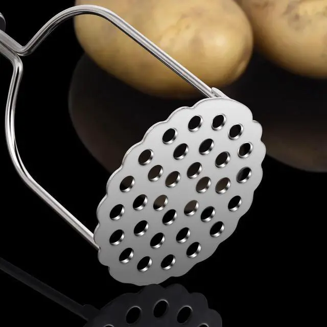Alt view image 4 of 6 - Potato Masher, Stainless Steel Masher for Potatoes, Beans, Berries, Fruits | Crush Potatoes in Second, Mash Potatoes Smoothly, Easy to Clean, Sturdy and Durable, 2 Pack Set with A Brush