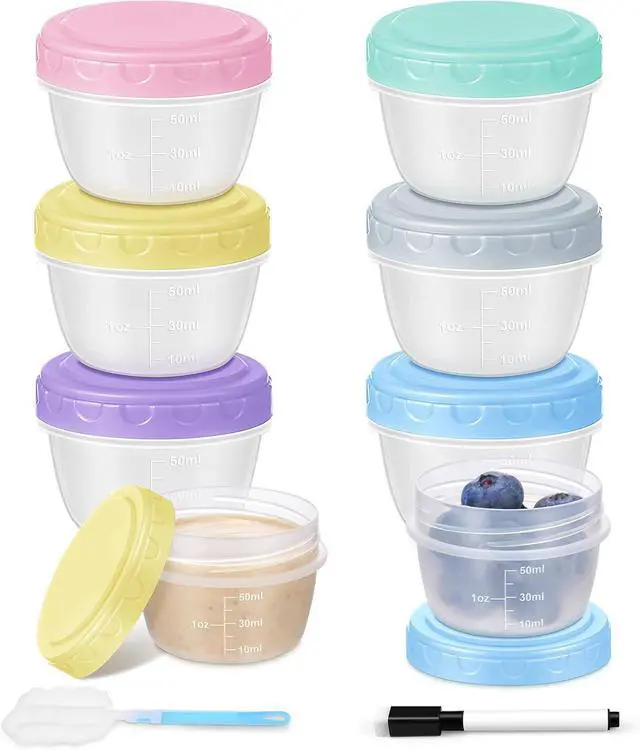 Main image of Salad Dressing Containers, 6 Pack 2oz Plastic Food Storage Containers with Lids, Reusable Small Sauce Condiment Container to Go for Lunch Box, Leak-Proof, Dishwasher, Microwave & Freezer Safe