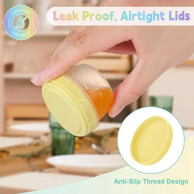 Alt view image 4 of 7 - Salad Dressing Containers, 6 Pack 2oz Plastic Food Storage Containers with Lids, Reusable Small Sauce Condiment Container to Go for Lunch Box, Leak-Proof, Dishwasher, Microwave & Freezer Safe