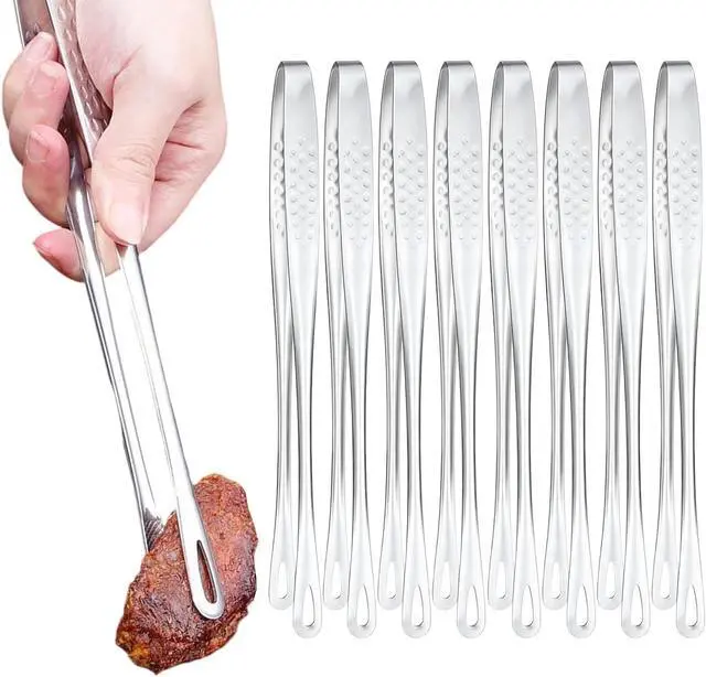 Main image of 9 Pcs Stainless Steel Korean BBQ Tongs, 11" Hot Pot Tongs Bulk for Cooking Portable Kitchenware Home Outdoor Steak Salad Food