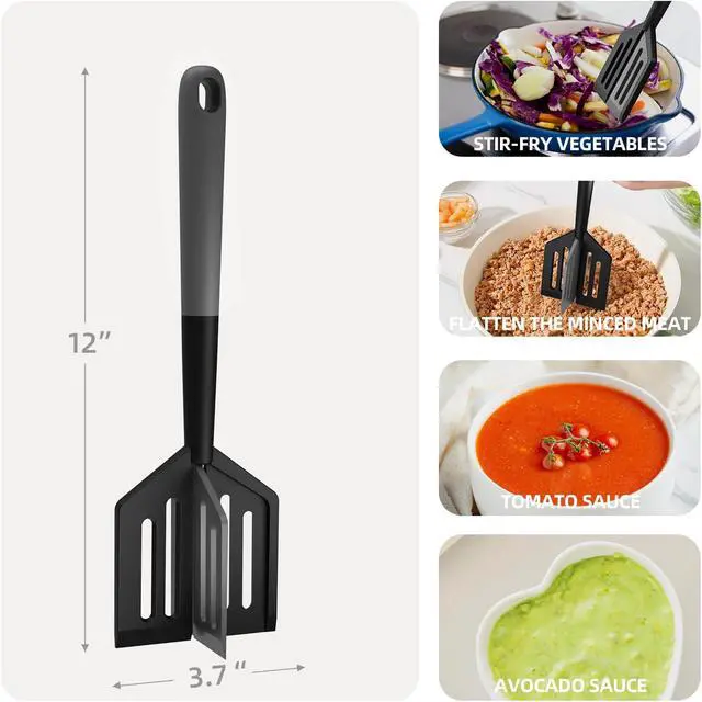 Alt view image 4 of 7 - 2PCS Meat Chopper, Heat Resistant Meat Masher for Hamburger, Ground Beef Smasher, Non Stick Mix Ground Chopper, Mix and Chop Potato Masher Tool 2in1 Twist Design
