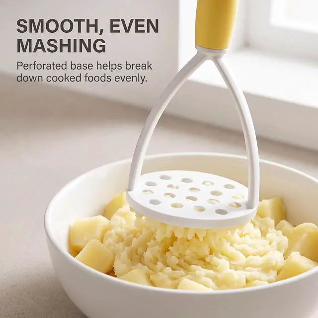 Alt view image 4 of 7 - 1Pc Random Color Manual Silicone Potato Masher, Cooking Utensils Masher, Mini Potato Masher for Non-Stick Cookware