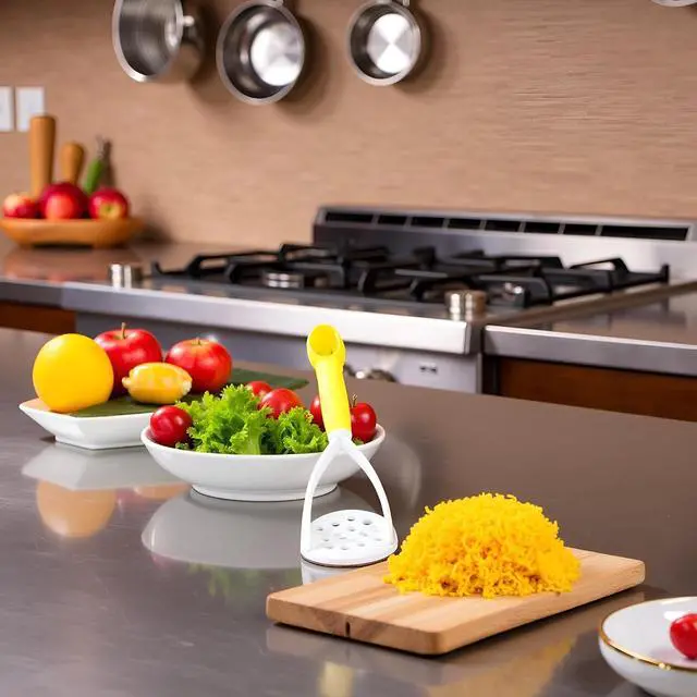 Alt view image 6 of 7 - 1Pc Random Color Manual Silicone Potato Masher, Cooking Utensils Masher, Mini Potato Masher for Non-Stick Cookware
