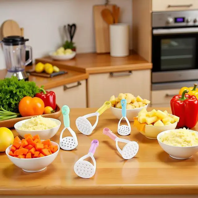 Alt view image 7 of 7 - 1Pc Random Color Manual Silicone Potato Masher, Cooking Utensils Masher, Mini Potato Masher for Non-Stick Cookware