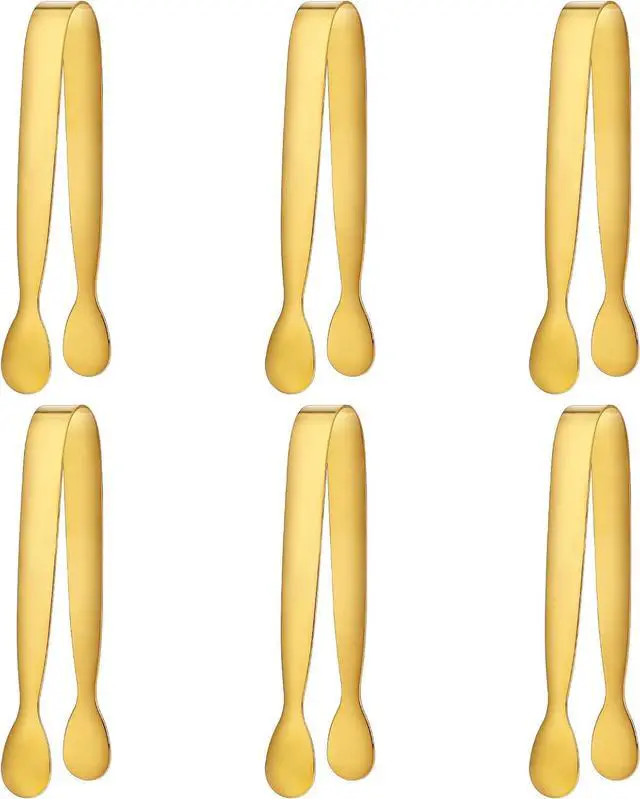Main image of 6Pcs Gold Small Tongs for Serving Food, 4 inches Gold Food Tongs Stainless Steel Buffet Tongs Kitchen Tongs, Serving Utensils for Buffet, Salad, Ice, Appetizer, Food for Tea Party Coffee Bar Catering