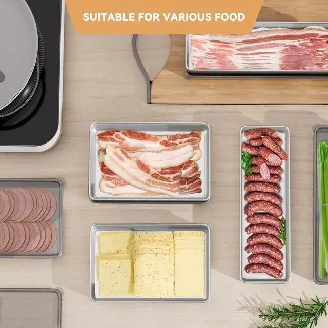 Alt view image 6 of 7 - Bacon Container for Refrigerator, 1 Pack 304 Stainless Steel Container | Keep Fresh Longer | Airtight | Deli Meat Storage | Dishwasher Safe | Kitchen Food Storage Containers | Elevated Base