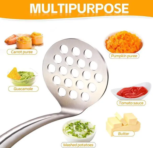 Alt view image 4 of 7 - Avocado Masher Stainless Steel Small, Mini Potato Masher, Wooden Handle Potatoes Masher Kitchen Tool for Avocado, Potatoes, Beans, Vegetables, 8.7Inch Metal Mashing Utensil