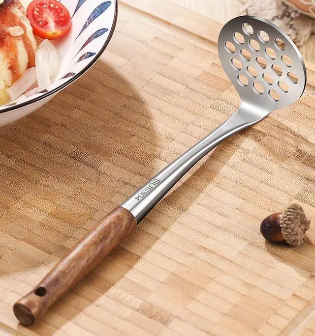 Alt view image 5 of 7 - Avocado Masher Stainless Steel Small, Mini Potato Masher, Wooden Handle Potatoes Masher Kitchen Tool for Avocado, Potatoes, Beans, Vegetables, 8.7Inch Metal Mashing Utensil