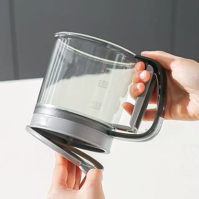 Alt view image 6 of 7 - Flour Sifter for Baking, Plastic Flour Sifter, Double layer Flour Sieve with Hand Press Design, Handheld Powder Sifters Fine Mesh Kitchen Cooking Sieve Tools for Cooking(transparent green)
