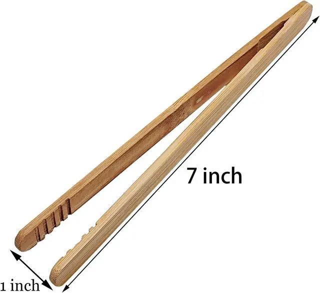 Alt view image 2 of 6 - 12 Pcs Bamboo Tongs 7 Inch Bamboo Toast Tongs for Serving Pickle Muffin, Cheese Fruits Salad, Toast & Bread