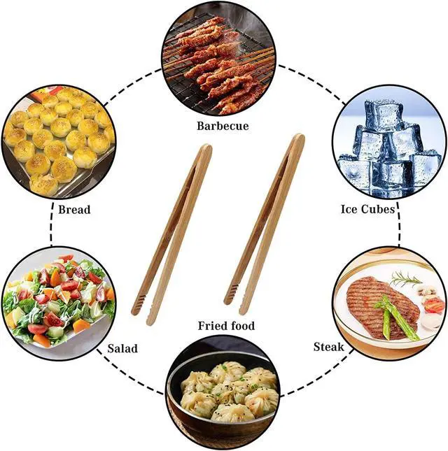 Alt view image 3 of 6 - 12 Pcs Bamboo Tongs 7 Inch Bamboo Toast Tongs for Serving Pickle Muffin, Cheese Fruits Salad, Toast & Bread