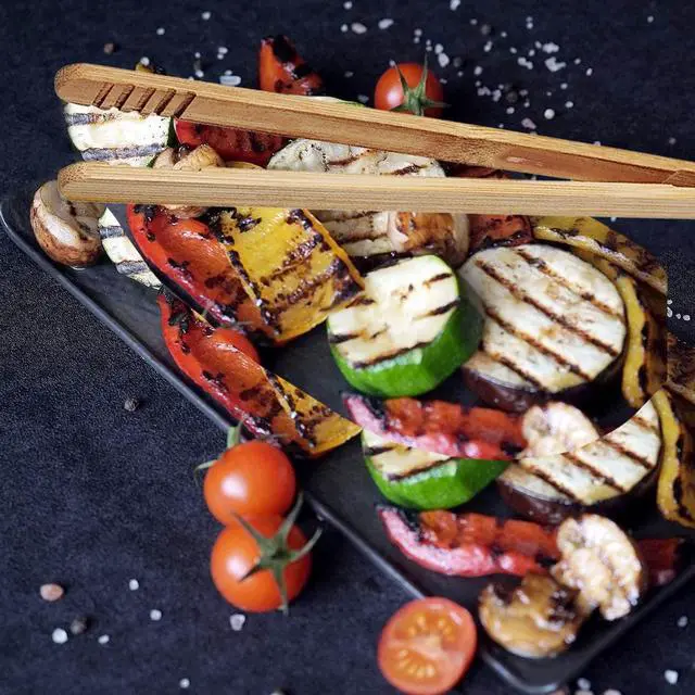 Alt view image 4 of 6 - 12 Pcs Bamboo Tongs 7 Inch Bamboo Toast Tongs for Serving Pickle Muffin, Cheese Fruits Salad, Toast & Bread