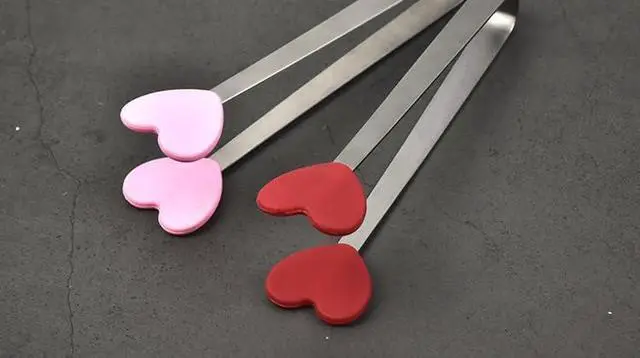 Alt view image 5 of 5 - 5.5 Inch Heart Shape Silicone Small Tongs, 8 Pcs - Kids Serving Tongs for Food, Cooking, Appetizers, Ice Cube, Fruits, Sugar