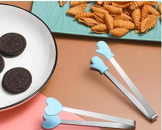 Alt view image 4 of 5 - 5.5 Inch Heart Shape Silicone Small Tongs, 8 Pcs - Kids Serving Tongs for Food, Cooking, Appetizers, Ice Cube, Fruits, Sugar
