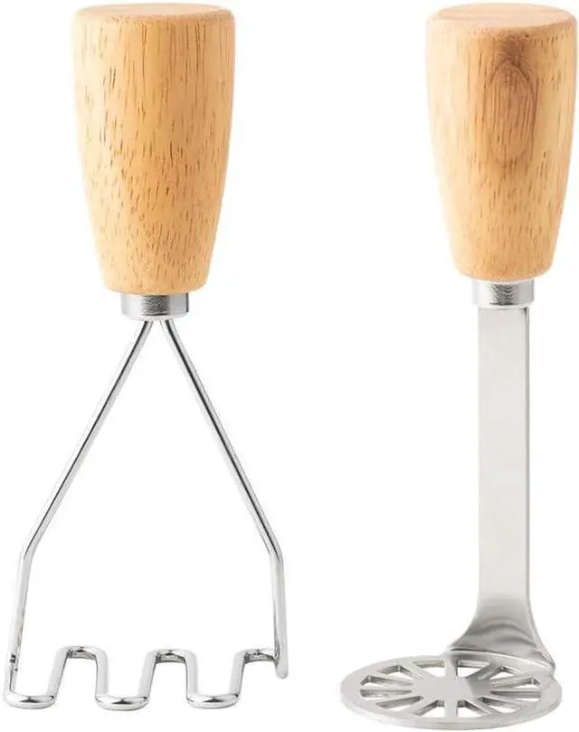 Main image of 2Pcs Mini Potato Masher,Stainless Steel Mashed Potatoes Masher with wooden handle, Kitchen gadgets Tool for Potatoes, Beans, Meat, Vegetables,space saver (Mini Duo)