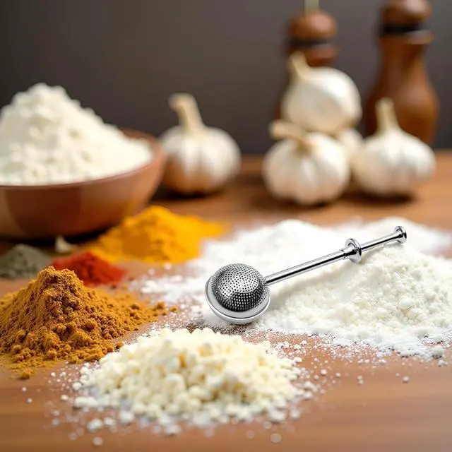 Alt view image 5 of 7 - 304 Silver Stainless Steel Flour Powder Filter Spoon, Shaker Duster Sifter Baker Dusting Wand For Sugar Flour Spices, Flour Sugar Powder Spoon Kitchen Tools Baking Sifters Baking Tools and Accessories
