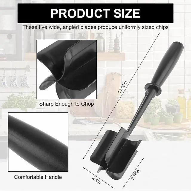 Alt view image 2 of 7 - Meat Chopper and Masher, Heat Resistant Kitchen Meat Masher Tool for Ground Beef, Hamburger Grinder, Potato Masher & Food Chopper for Cooking Meat, Vegetables, Fruits and Jam, Kitchen Gadget (black)