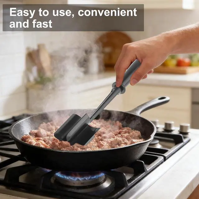 Alt view image 4 of 7 - Meat Chopper and Masher, Heat Resistant Kitchen Meat Masher Tool for Ground Beef, Hamburger Grinder, Potato Masher & Food Chopper for Cooking Meat, Vegetables, Fruits and Jam, Kitchen Gadget (black)