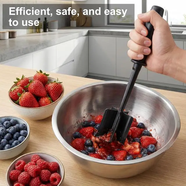 Alt view image 7 of 7 - Meat Chopper and Masher, Heat Resistant Kitchen Meat Masher Tool for Ground Beef, Hamburger Grinder, Potato Masher & Food Chopper for Cooking Meat, Vegetables, Fruits and Jam, Kitchen Gadget (black)