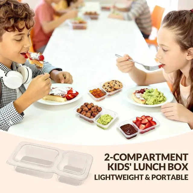 Alt view image 2 of 7 - HI-REEKE 9 OZ Double Compartment Snack Containers, 10 Sets Bigger Reusable Clear Snack Packs Container with Lids