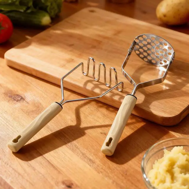 Alt view image 2 of 7 - Potato Masher Stainless Steel, 2pcs Heavy Duty Mashed Potato Mashers - Masher Kitchen Tool & Food Mashers for Potatoes, Beans, Avocado, Meat, Vegetables Dishwasher Safe