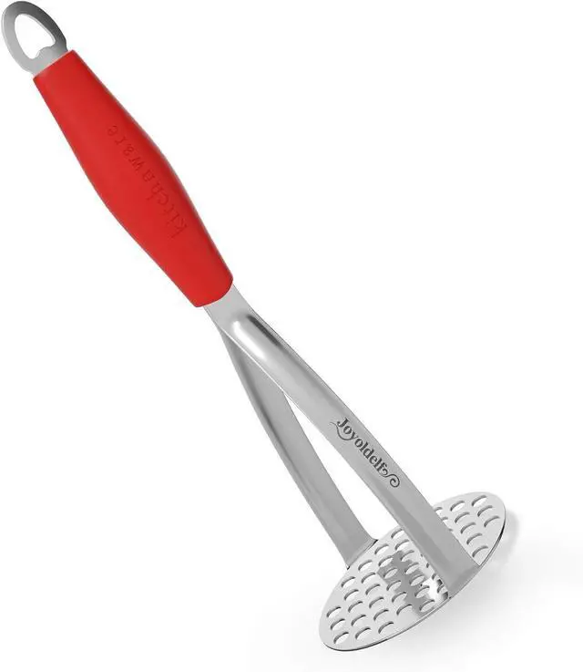 Main image of Joyoldelf Heavy Duty Stainless Steel Potato Masher, Professional Integrated Masher Kitchen Tool & Food Masher/Potato Smasher with Silicone Handle, Perfect for Bean, Vegetable, Fruits, Avocado, Meat
