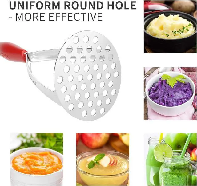 Alt view image 6 of 7 - Joyoldelf Heavy Duty Stainless Steel Potato Masher, Professional Integrated Masher Kitchen Tool & Food Masher/Potato Smasher with Silicone Handle, Perfect for Bean, Vegetable, Fruits, Avocado, Meat