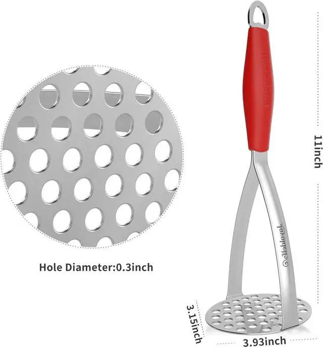 Alt view image 7 of 7 - Joyoldelf Heavy Duty Stainless Steel Potato Masher, Professional Integrated Masher Kitchen Tool & Food Masher/Potato Smasher with Silicone Handle, Perfect for Bean, Vegetable, Fruits, Avocado, Meat