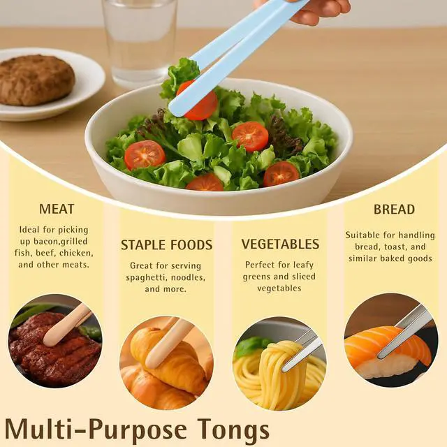 Alt view image 5 of 7 - 3-Pack Mini Silicone Tongs 5.5" Small Kitchen Tongs in 3 Colors for Cooking, Serving & Fine Motor Skills