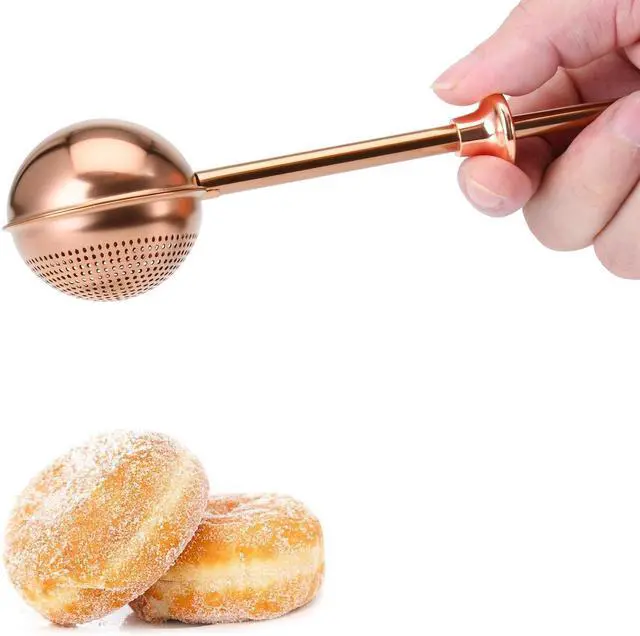 Main image of HULISEN Flour Duster, 304 Stainless Steel Flour Sifter for Baking, Brown | Spring-Press Handle, Dishwasher Safe, For Flour, Powdered Sugar, Fine Spices, Pick Up and Dust Flour Sifter, Gift Package