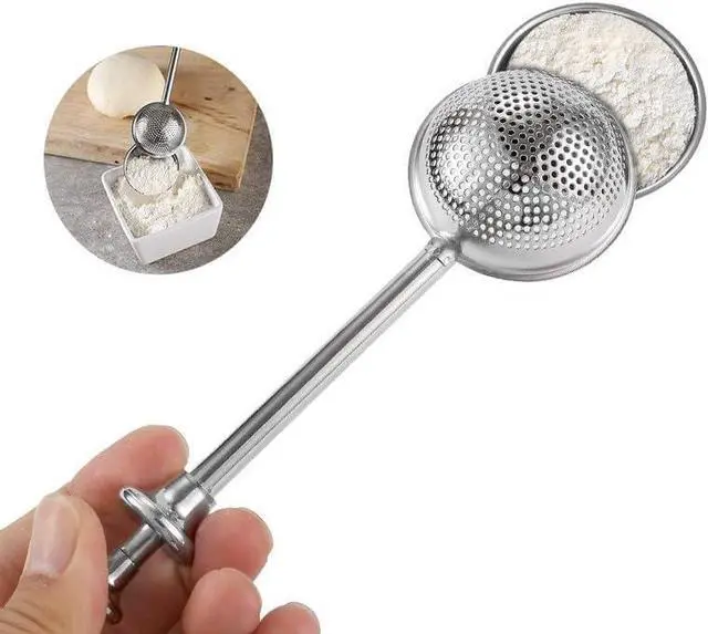 Alt view image 7 of 7 - Silver 304 Stainless Steel Flour Powder Filter Spoon, Baker Dusting Wand For Sugar Flour Spices, Flour Sugar Powder Spoon Kitchen Tools, Baking Sifters Baking Tools and Accessories