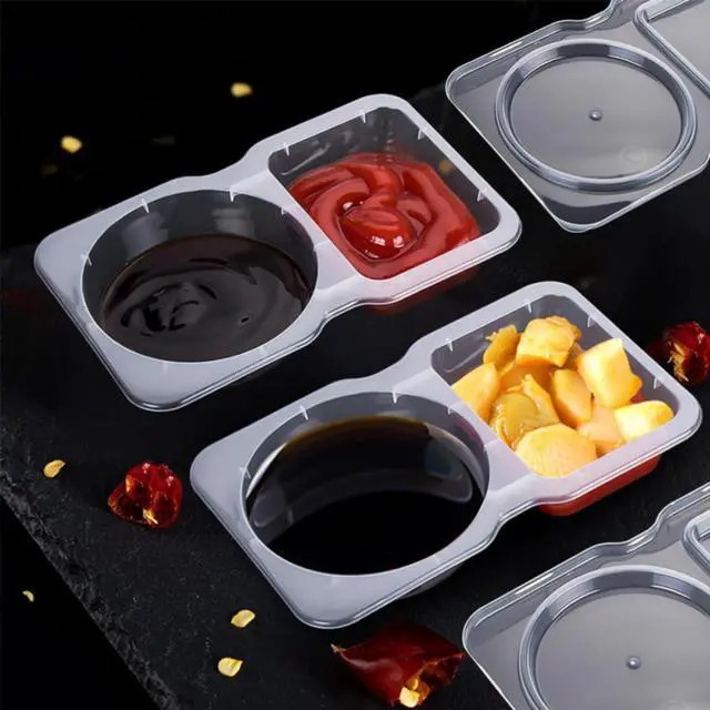 Alt view image 5 of 7 - Reusable Snack Containers with Lids 20Pcs, Compartment Portion Control Containers for Snacks, Condiments,Dips,2 Double Compartment Snack Containers for Kids, Snack Pack Containers