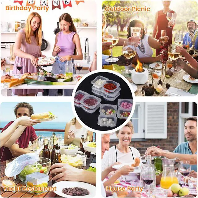 Alt view image 4 of 7 - Reusable Snack Containers with Lids 20Pcs, Compartment Portion Control Containers for Snacks, Condiments,Dips,2 Double Compartment Snack Containers for Kids, Snack Pack Containers