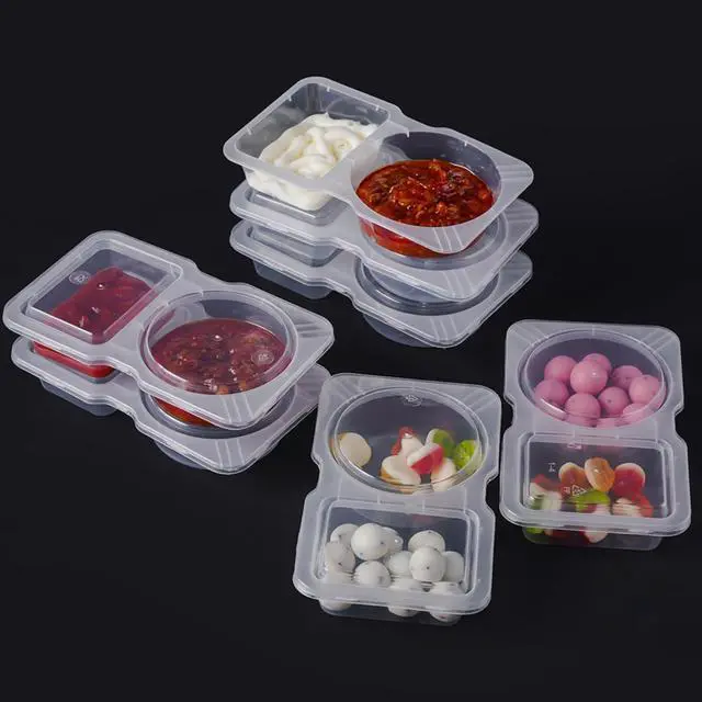Alt view image 6 of 7 - Reusable Snack Containers with Lids 20Pcs, Compartment Portion Control Containers for Snacks, Condiments,Dips,2 Double Compartment Snack Containers for Kids, Snack Pack Containers