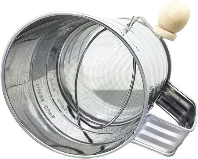 Alt view image 4 of 7 - Stainless Steel 3 Cups Flour Sifter for baking | Rotary Hand Crank Powdered sugar shaker and flour duster|