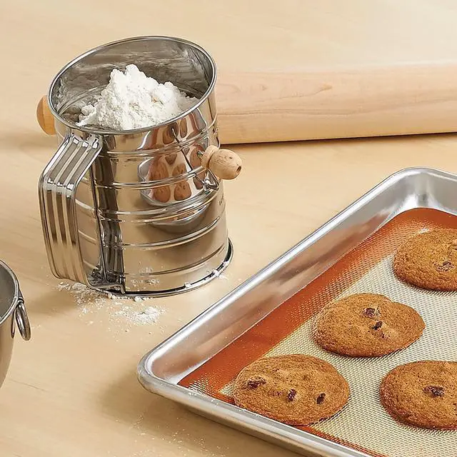 Alt view image 7 of 7 - Stainless Steel 3 Cups Flour Sifter for baking | Rotary Hand Crank Powdered sugar shaker and flour duster|