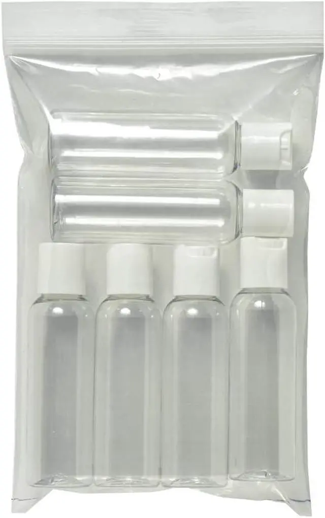 Alt view image 3 of 4 - 2oz Clear Plastic Empty Squeeze Bottles with White Disc Top Lid - BPA-Free - Set of 6 - TSA Travel Size 2 Ounce