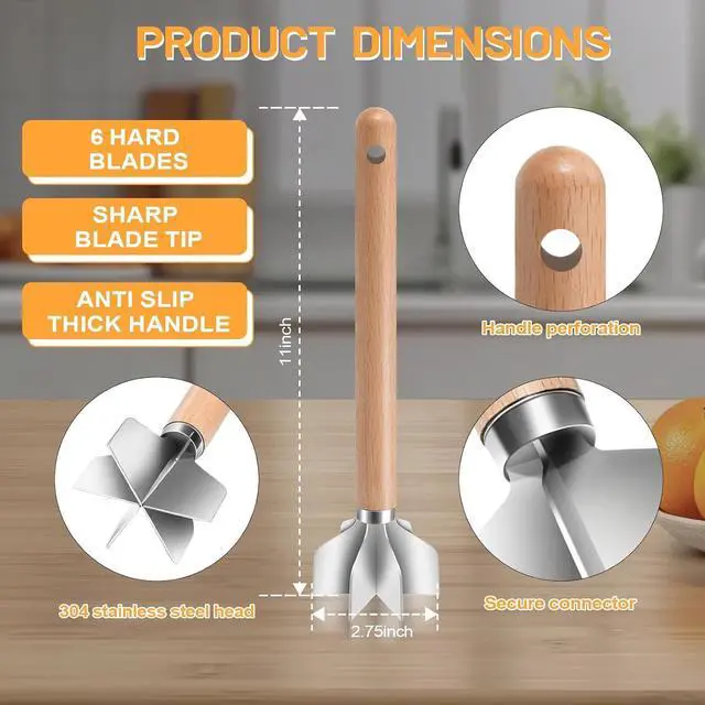 Alt view image 2 of 7 - 11 inch Stainless Steel Meat masher with 6 Blades, Metal Potato Masher, Ground Beef chopper tool, Suitable For Making Ground meat, Mashed potatoes, Jam and moreone pack)