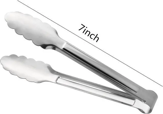 Alt view image 2 of 7 - Serving Tongs,Buffet Tongs, ACAUTO Stainless Steel Food Tong Serving Tong Small Serving Tongs Stainless Steel Mini Appetizer Tongs, Set of 6 (7 Inch)