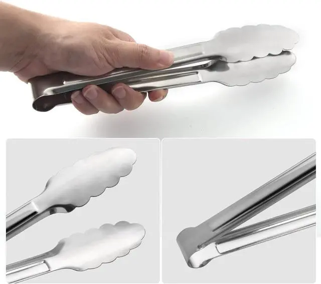 Alt view image 3 of 7 - Serving Tongs,Buffet Tongs, ACAUTO Stainless Steel Food Tong Serving Tong Small Serving Tongs Stainless Steel Mini Appetizer Tongs, Set of 6 (7 Inch)