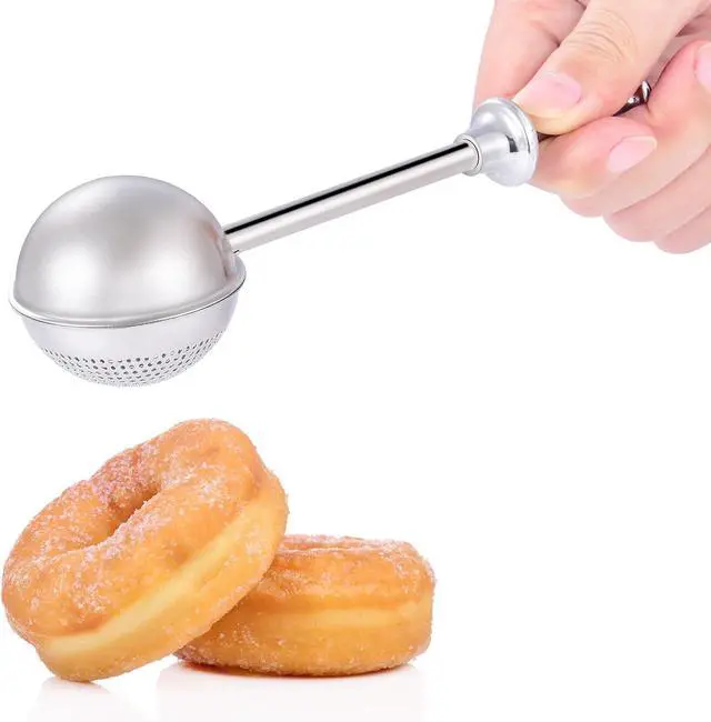 Alt view image 3 of 6 - Sugar Shaker, Powdered Sugar Dispenser Duster | Fine Mesh Dusting, 18/8 Stainless Steel, Spring Operated Handle for Sugar and Baking Spices
