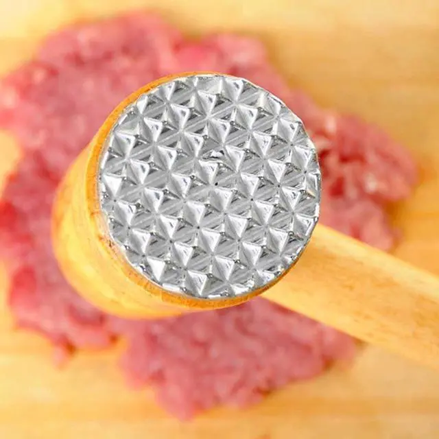 Alt view image 5 of 6 - Meat Tenderizer Dual-Sided Meat Mallet Wooden Handle Meat Hammer Kitchen Tool for Tenderizing Steak Beef, 1 Piece