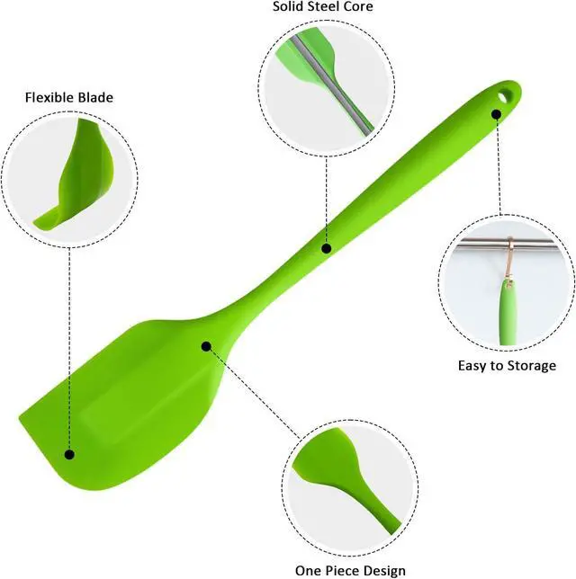Alt view image 3 of 7 - Silicone Spatula Set of 3, Heat-Resistant Flexible Turner, Non-Stick | Seamless Scraping Spreading for Baking Cooking Mixing, Dishwasher Safe, Electric Nut Milk Makers Accessories (Green)