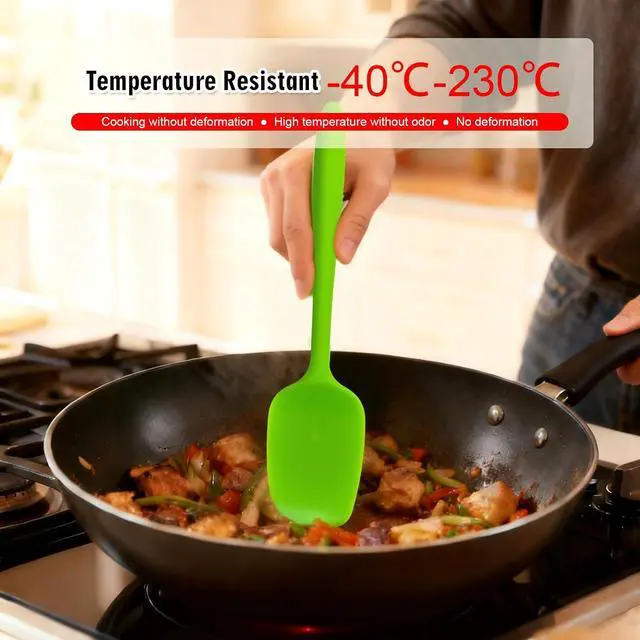 Alt view image 5 of 7 - Silicone Spatula Set of 3, Heat-Resistant Flexible Turner, Non-Stick | Seamless Scraping Spreading for Baking Cooking Mixing, Dishwasher Safe, Electric Nut Milk Makers Accessories (Green)