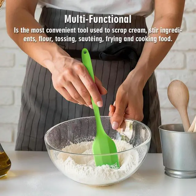 Alt view image 4 of 7 - Silicone Spatula Set of 3, Heat-Resistant Flexible Turner, Non-Stick | Seamless Scraping Spreading for Baking Cooking Mixing, Dishwasher Safe, Electric Nut Milk Makers Accessories (Green)