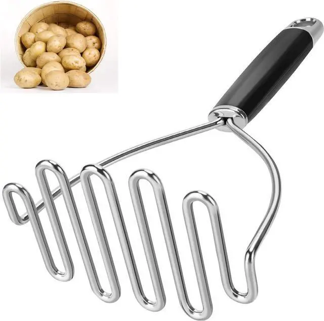 Main image of Potato Masher, Large Heavy Duty Stainless Steel Mashed Potato Masher Kitchen Tool, Professional Metal Wire Smasher for Bean, Avocado, Vegetable-10.24 inch Silver