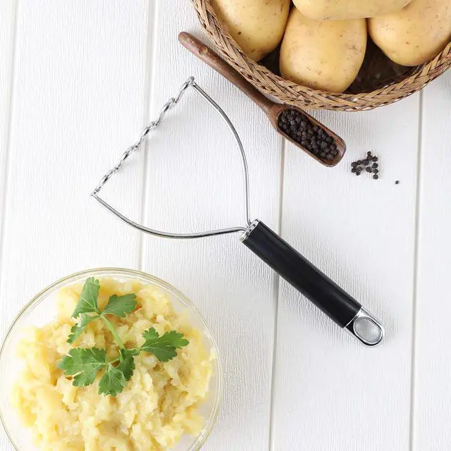Alt view image 6 of 6 - Potato Masher, Large Heavy Duty Stainless Steel Mashed Potato Masher Kitchen Tool, Professional Metal Wire Smasher for Bean, Avocado, Vegetable-10.24 inch Silver