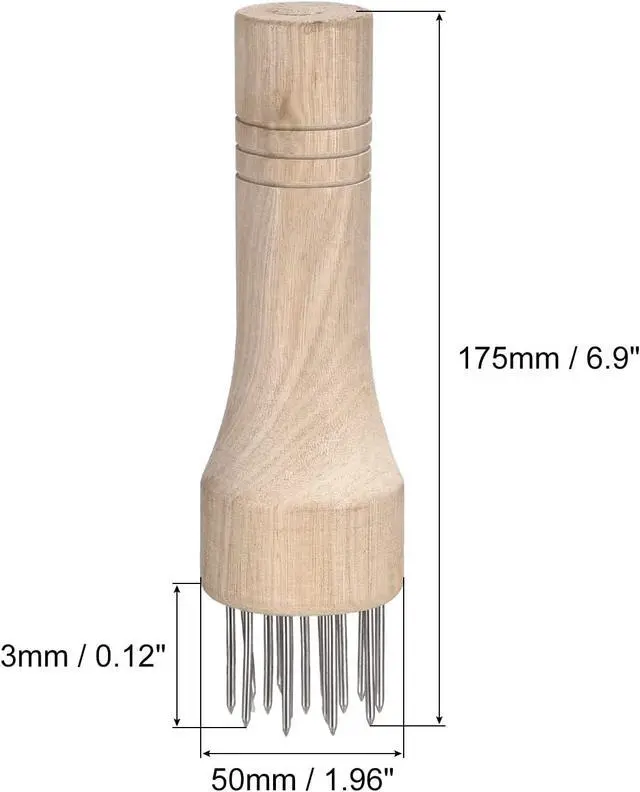 Alt view image 2 of 6 - uxcell Stainless Steel Meat Tenderizer, Meat Mallet Needle Nails Kitchen Tools with Wooden Handle for Tenderizing Meats Steak Fish Chicken, White