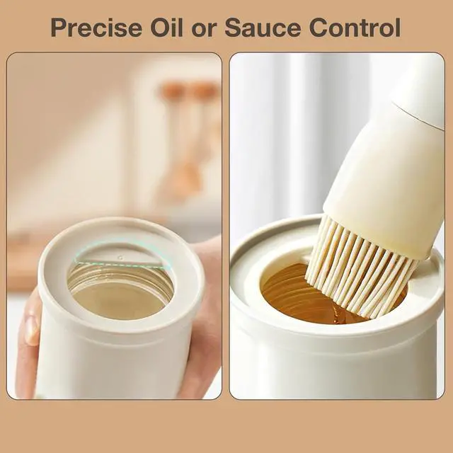 Alt view image 5 of 7 - YARRAMATE Oil Dispenser with Brush for Kitchen (300ml /10oz, White) | BPA-Free, Silicone Brush, Dust-Proof Lid, For BBQ Grill Frying, For Cooking & Baking, Dishwasher Safe